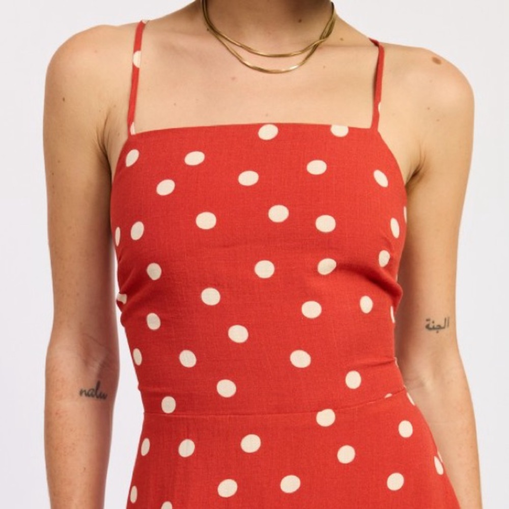 Polka Dot Red Maxi Dress - Picture 7 of 8